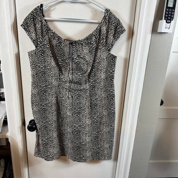California Concepts leopard print cap sleeve mini dress.  Y2K retro. Size 14 - Picture 1 of 8